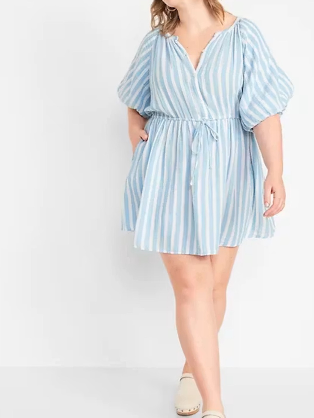 Old Navy Light Blue and White Striped Mini Dress